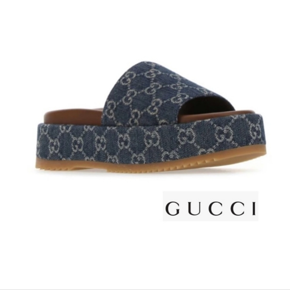 Angelina GG Supreme Denim Slide Sandals